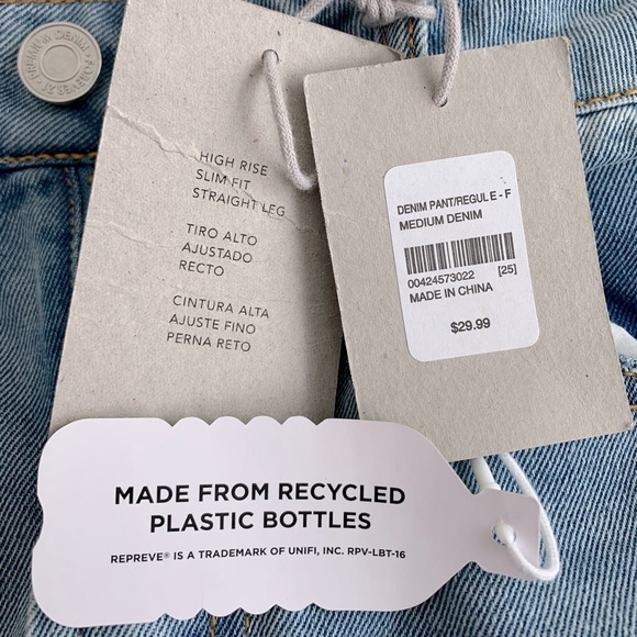 Forever 21 Recycled Slim Straight Jeans Size 25 - Picture 5 of 5